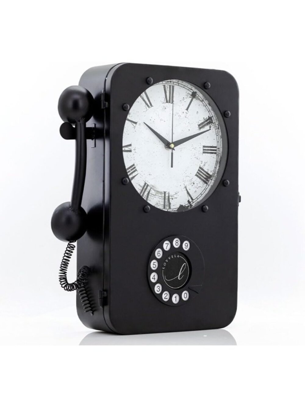 Vintage Farmhouse Wall Clock with Hidden Storage, Battery Operated, Retro Design
